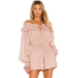NEW! Revolve Tularosa Kai Floral Embroidered Ruffle Off-the-Shoulder Romper